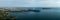 Panorama view from the sky of Helsinki with car ferries arriving to the West Harbour, Finland