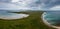 Panorama view of the southern Mullet Peninsula in County Mayo in western Ireland with Elly Bay Beach