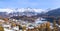 Panorama view of St. Moritz, from the high hill in golden fall season, Switzerland