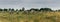 Panorama view of the standing stone alignments of Carnac in Brittany