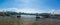 Panorama view Steel bridge over river