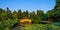 Panorama view of stone bridge in Municipal Park of Katerini