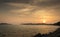 panorama view Sunset or Sundown on the beach and mountains and bridges in dongtan beach, Sattahip.