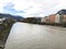 Panorama view surrounding River Inn in Austria.