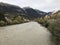 Panorama view surrounding River Inn in Austria.