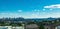 Panorama view of Sydney harbour bridge and CBD skyline NSW Australia. viewed from Mosman suburban houses