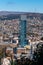 Panorama view of Tbilisi. Modern landmark - high-rise hotel