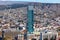 Panorama view of Tbilisi. Modern landmark - high-rise hotel