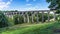 A panorama view of the Thornton viaduct crossing the Pinch Beck next to the town of Thornton, Yorkshire, UK