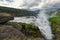 Panorama view to gulfoss golden waterfall of the hvita river on iceland