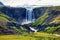 Panorama view to kerlingarfoss waterfall near olafsvik on iceland