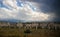 Panorama view to muslim cemetery at Barbulak, Issyk Kul , Kyrgyzstan