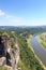Panorama view to river Elbe from rocks Bastei in Rathen, Saxon Switzerland