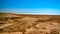 Panorama view to saline Barsa Kelmes lake and Ustyurt plateau in Karakalpakstan, Uzbekistan