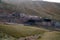 Panorama view to Tian Shan mountain and Coal Mine Kara-Keche, Naryn Province, Kyrgyzstan