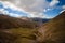 Panorama view to Tian Shan mountain and Coal Mine Kara-Keche, Naryn Province, Kyrgyzstan