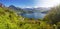 Panorama view to village Vitznau, Lake Lucerne and Swiss Alps near Lucerne, Switzerland
