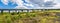 A panorama view towards the Bennerley Viaduct over the Erewash canal