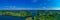 Panorama view of Trakai castle and village at Galve lake in Lith
