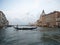 Panorama view of typical traditional gondola tourist boat ship ride in Grand Canal of Venice Venezia Veneto Italy Europe