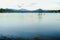 Panorama view of Uttamanusorn Bridge or Mon Bridge with river and blue sky in Sangkhlaburi district,Kanchanaburi province,Thailand