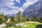 Panorama view of Vrsic mountain pass, Triglav National park, Slovenia. Triglav, the highest slovenian mountain. beautiful mountain