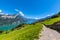 Panorama view Walensee lake and the Alps