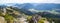 Panorama view from Wendelstein mountain, bavarian alps and valley