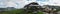 Panorama view of the whitwashed Andalusian village of Zahara de la Sierra and its Moorish Castle on the hilltop