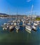 A panorama view of yachts moored in the marina at La Spezia, Italy