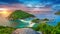 Panorama of viewpoint on Koh Nangyuan island at sunset, Surat Thani in Thailand