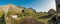 Panorama the viking village in Stokksnes, Iceland with Vestrahorn mountain