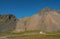 Panorama the viking village in Stokksnes, Iceland with Vestrahorn mountain