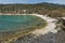 Panorama of village and beach of Aliki, Thassos island,  Greece