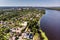 Panorama of the village of Ust-Izhora. Surroundings Of St. Petersburg, Russia.