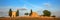 Panorama of Vitaleta Chapel, Tuscan landscape near San Quirico d`Orcia, Siena, Tuscany Italy