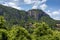 Panorama of Vlasi Village and rock formation of Jerma River Gorge, Serbia