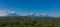 Panorama volcano landscape of Kamchatka Peninsula. Domestic Volcanoes. Avachinskiy, Koryaksky, Kozelsky volcanoes