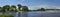 Panorama of the Volkhov river and Yuriev monastery in the vicinity of Novgorod