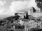 Panorama of Volterra village, province of Pisa . Tuscany, Italy . Black and white photo