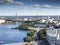 Panorama of Vyborg from the lookout tower in the Vyborg castle in Vyborg, Russia