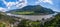 Panorama of Wachau valley Danube river near Duernstein village in Lower Austria