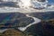 Panorama of Wachau valley (UNESCO) during autumn with Danube river near the Durnstein village in Lower Austria, Austria