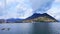 Panorama with Water Jet of Paradiso on Lake Lugano, Lugano, Switzerland