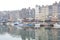 Panorama of waterfront with beautiful medieval old houses in Honfleur, Normandy, Normandie, France