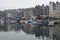 Panorama of waterfront with beautiful medieval old houses in Honfleur, Normandy, Normandie, France