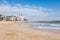 Panorama of the waterfront of Sitges with church, Spain