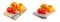 Panorama website header banner. Tomatoes, pepper, knife on the board isolated on white background