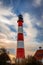 Panorama of the Westerheversand Lighthouse at Westerhever in Nordfriesland in the German state of Schleswig-Holstein