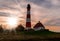 Panorama of the Westerheversand Lighthouse at Westerhever in Nordfriesland in the German state of Schleswig-Holstein